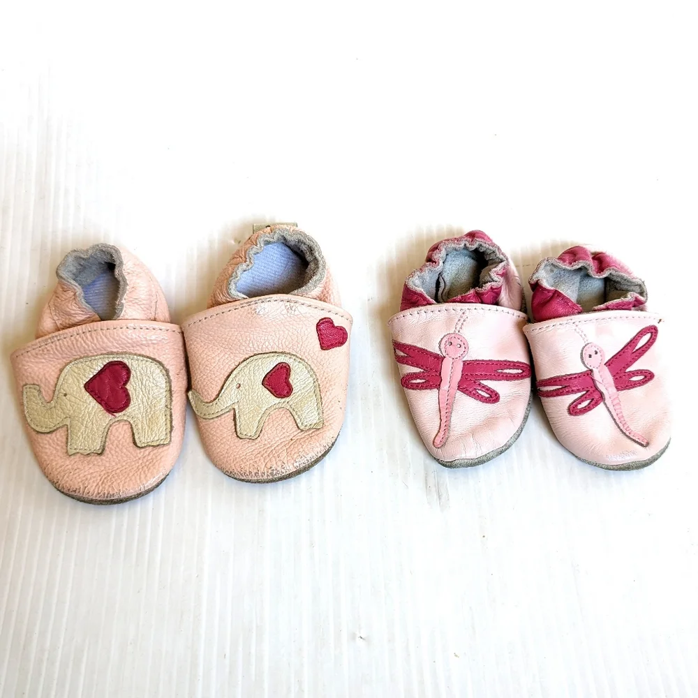 Baby girl leather moccasins bundle 0-6 months
